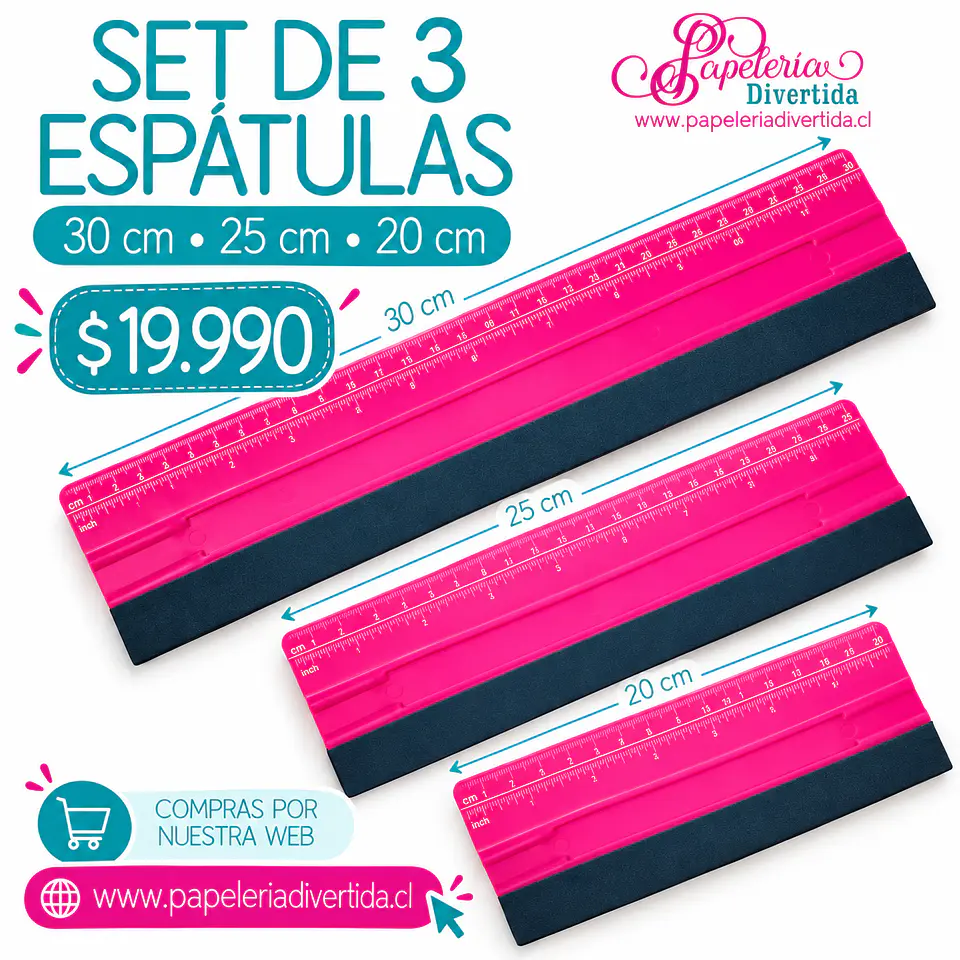 Set 3 Espatulas XL Fucsia 1