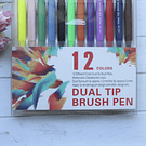 Dual Tip Brush Pen, 12 colores