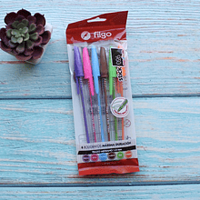 Bolígrafos Stick 026 Medio, 6 colores brillantes