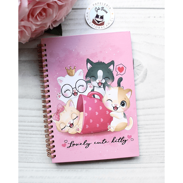 Cuaderno de puntos, Tamaño A5, modelo Lovely cute Kitty