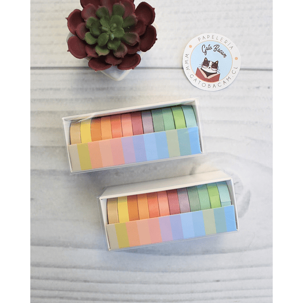 Set Washi Tape Diseño Arcoiris, 12 colores