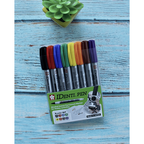 Set 8 colores Plumon permanente Identipen doble punta