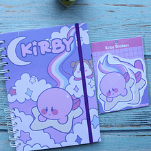 Libreta A5, hoja blanca + Stickers by ParaisoKawaii modelo Kirby