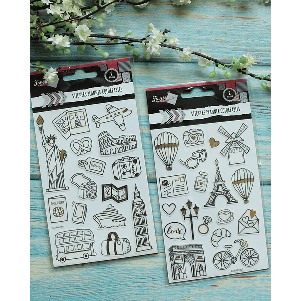 Set dos laminas de stickers Travel 