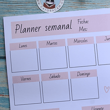 Planner semanal tamaño A4