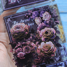 Set de Stickers Flores negras con detalles dorados