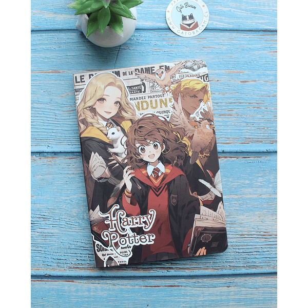 Libreta ilustrada Hermione Harry Potter tipo anime