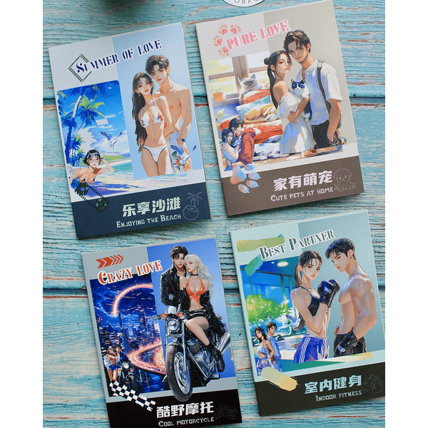 Libro de stickers diseño anime pareja