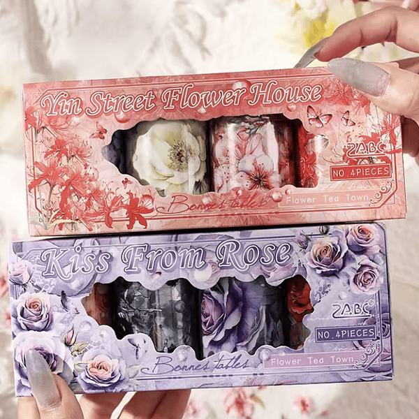 Caja 4 cintas de sticker florales