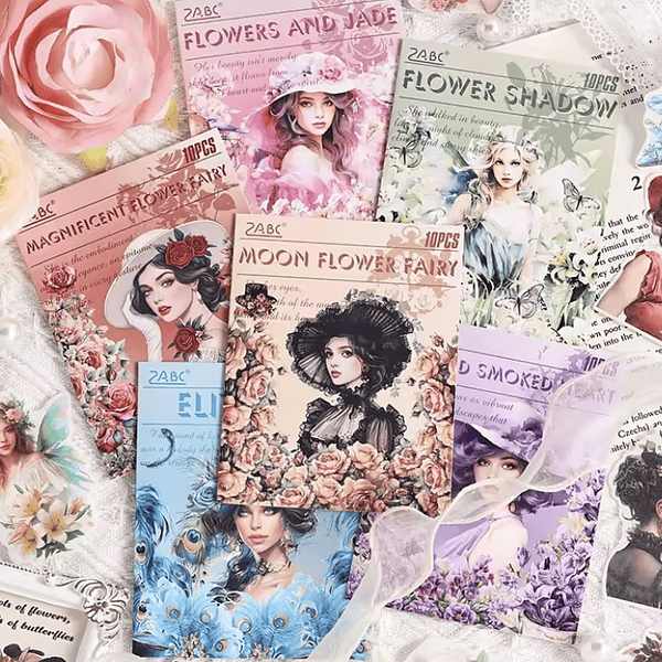 Set de Stickers Dama con Sombrero