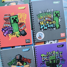 Cuaderno universitario Minecraft 100 hojas cuadriculado 7 mm