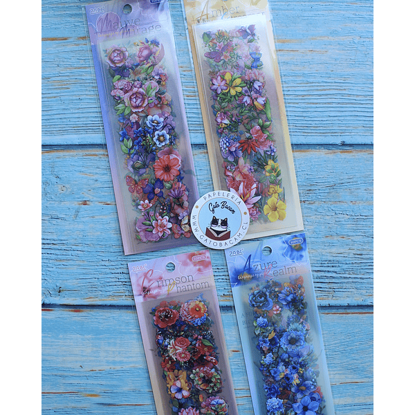 Tiras de sitickers florales (10 Piezas)