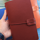 Cuaderno estilo Traveler’s Notebook o cuaderno viajero con cubierta de cuero sintético y bolsillos interiores
