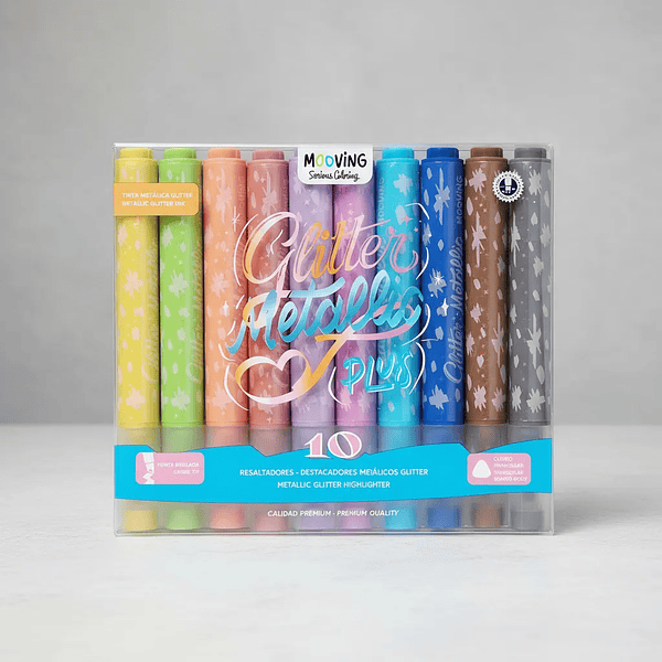 Destacadores Metallicos Glitter 10 colores