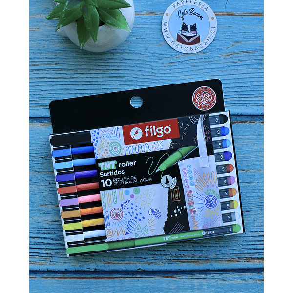 Estuche 10 colores roller pintura al agua TNT