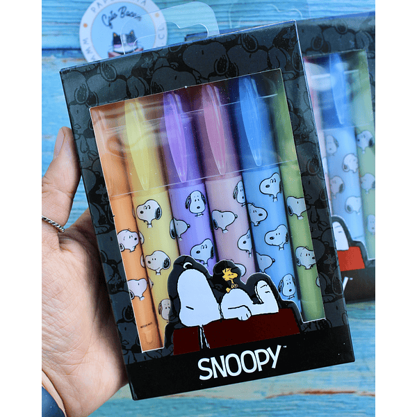 Set 6 destacadores borrables Snoopy 