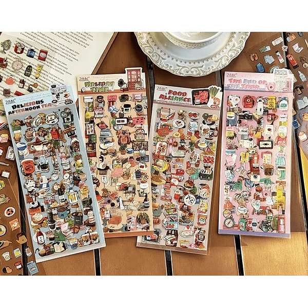 Set de Stickers Accesorios y comida Vintage
