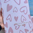 Libreta cosida diseño corazones 