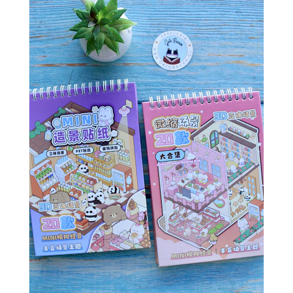 Libreta stickers escenario 3D, 20 Hojas argollada