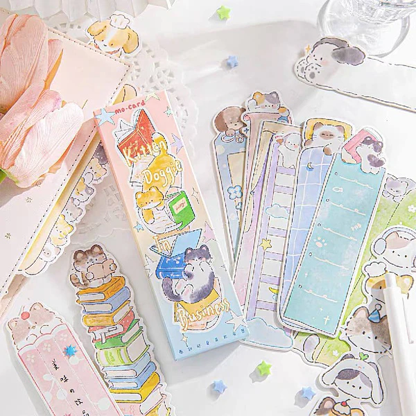 Set de 30 marca paginas diseño gatito y perrito