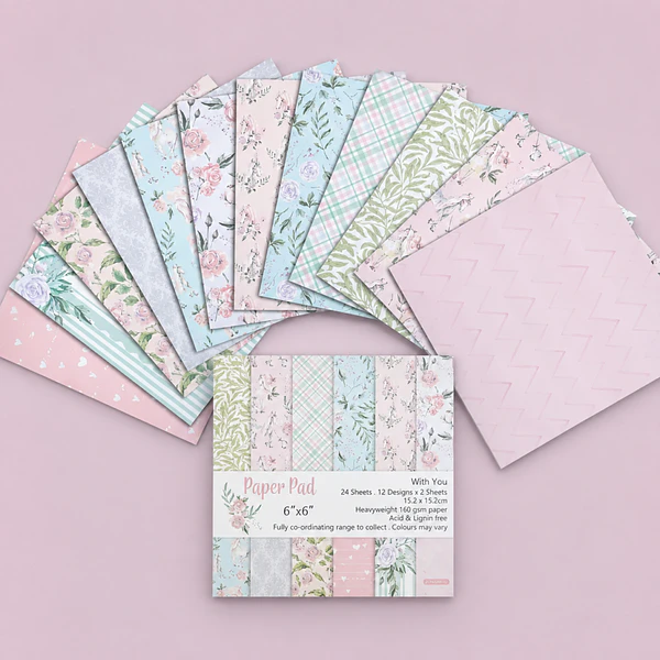 Set de Papeles decorativo diseño Paper Pad rosa y celeste