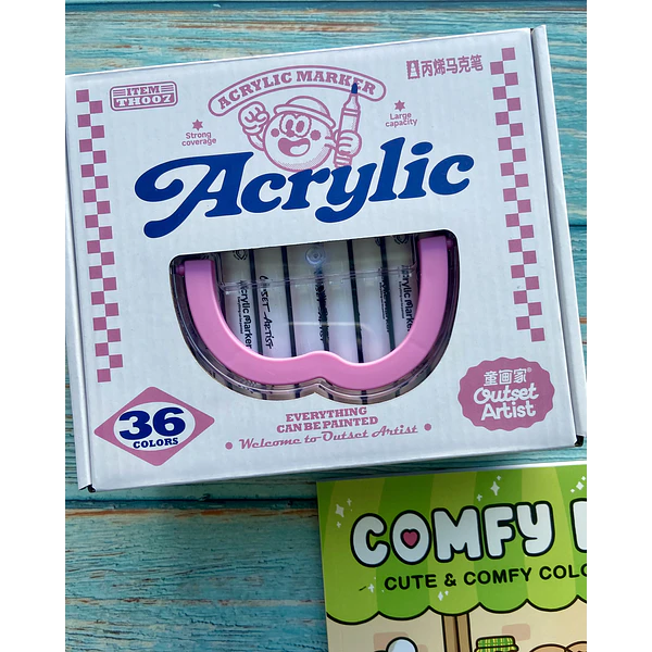 Set de Marcadores Acrilicos 36 Colores + Libro Coloring book punta pincel