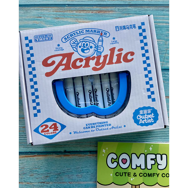 Set de Marcadores Acrilicos 24 Colores + Libro Coloring book punta pincel