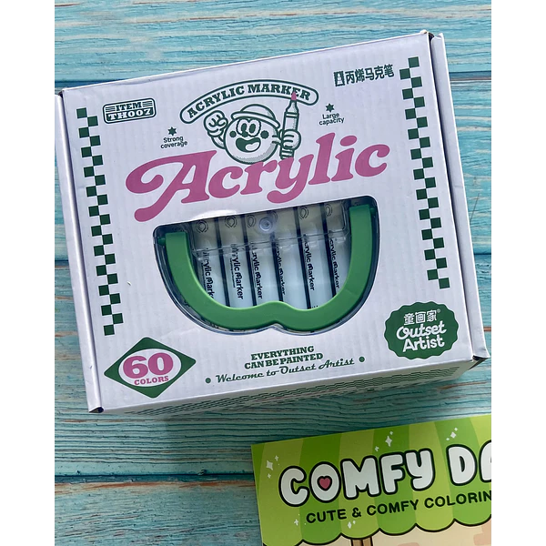 Set de Marcadores Acrilicos 60 Colores + Libro Coloring book punta pincel