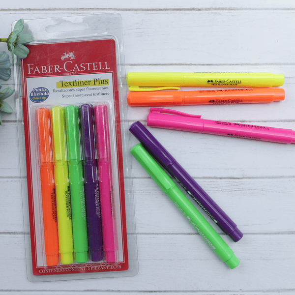 Set 5 Destacadores Textliner Plus Fluorescentes