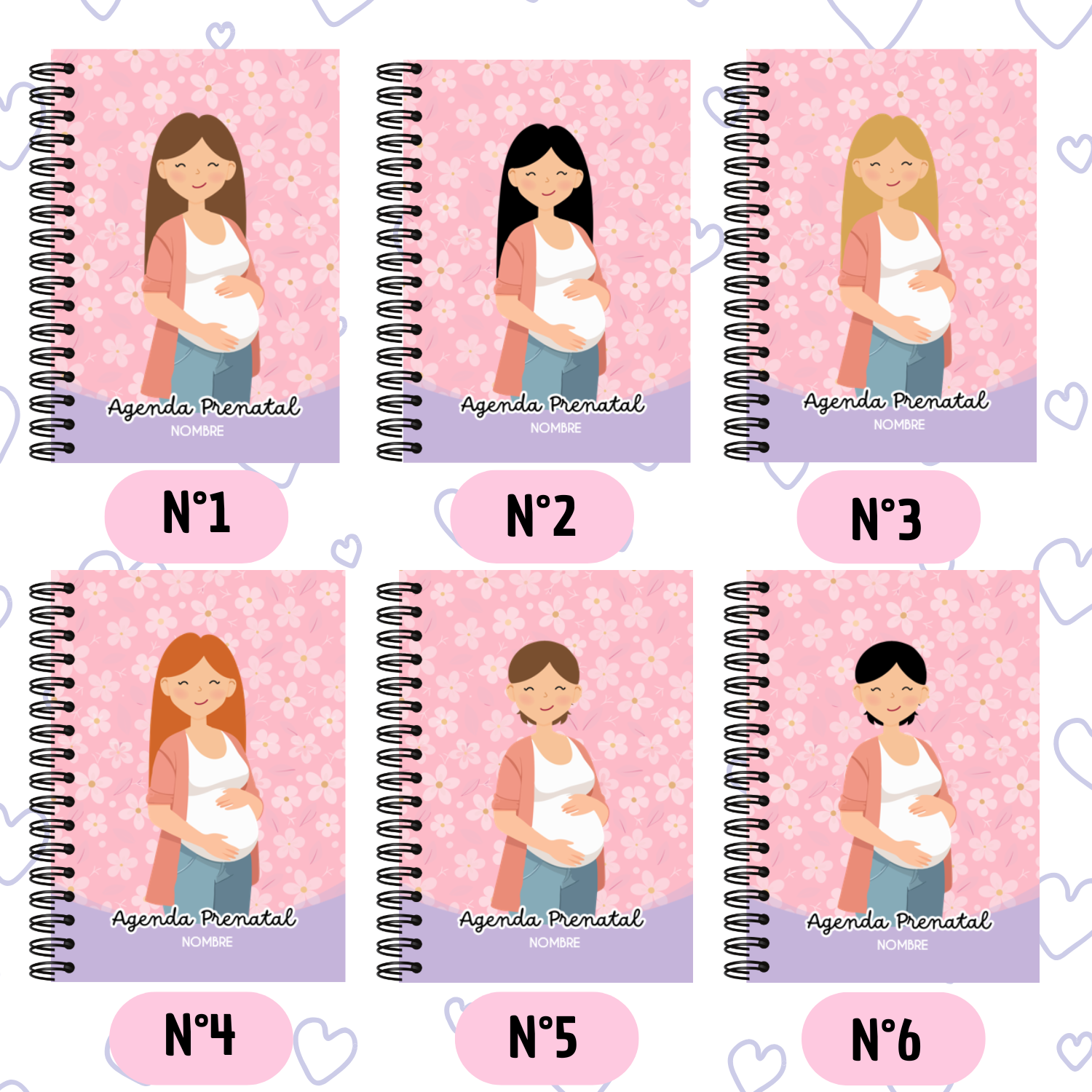 Agenda de Embarazo 9 Meses Mariposas y Flores
