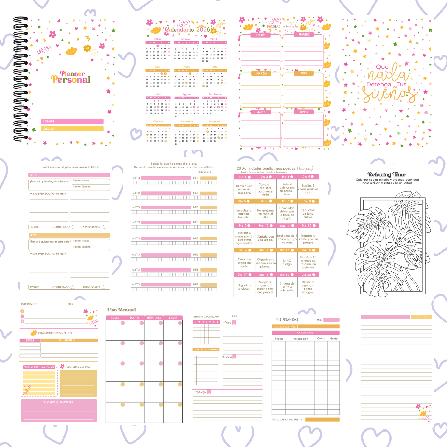 PLANNER GREEN-PINK