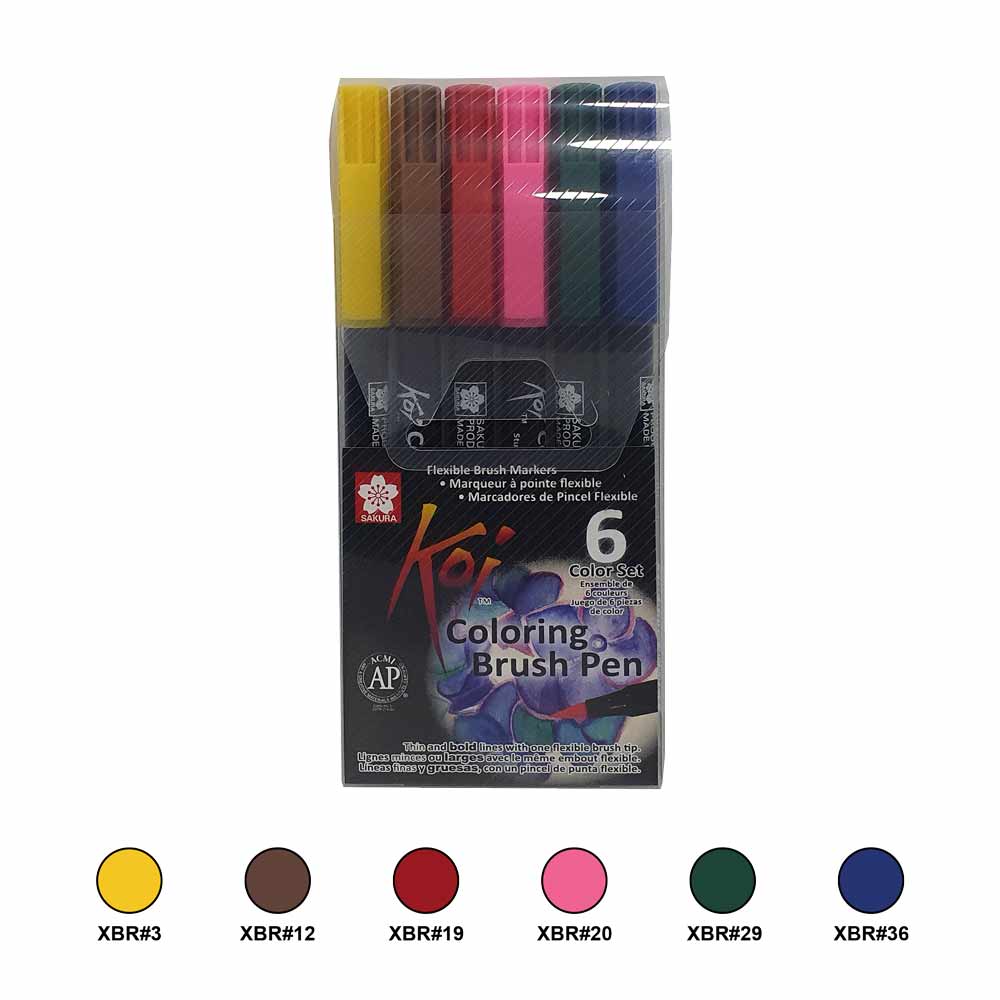 Set KOI Brush Pen 6 Colores Básicos