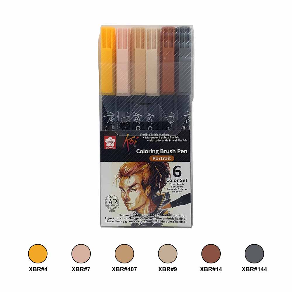 Set KOI Brush Pen 6 Colores Retrato