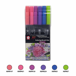 Set KOI Brush Pen 6 Colores Flores