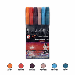 Set KOI Brush Pen 6 Colores Puesta de Sol