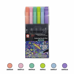 Set KOI Brush Pen 6 Colores Pastel