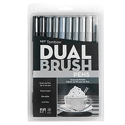 Set 10 marcadores Dual Brush Pen - Grayscale