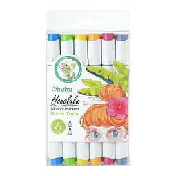 Marcadores OHUHU Honolulu – Set 6 Colores Básicos