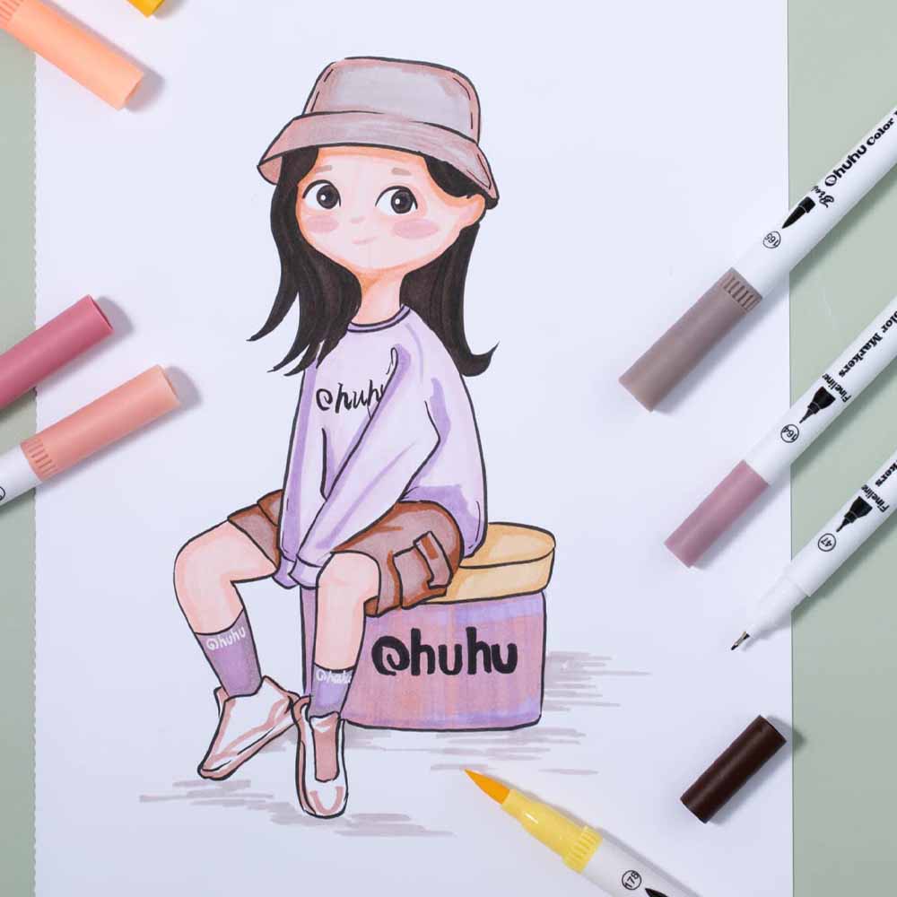 Marcadores Maui a base de agua Ohuhu – Set 36 Colores Doble punta – Tonos Piel