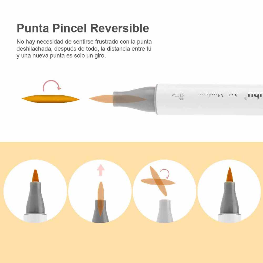 Marcadores a Base de Alcohol OHUHU Honolulu – Tonos Piel, Set 24 Colores + Blender