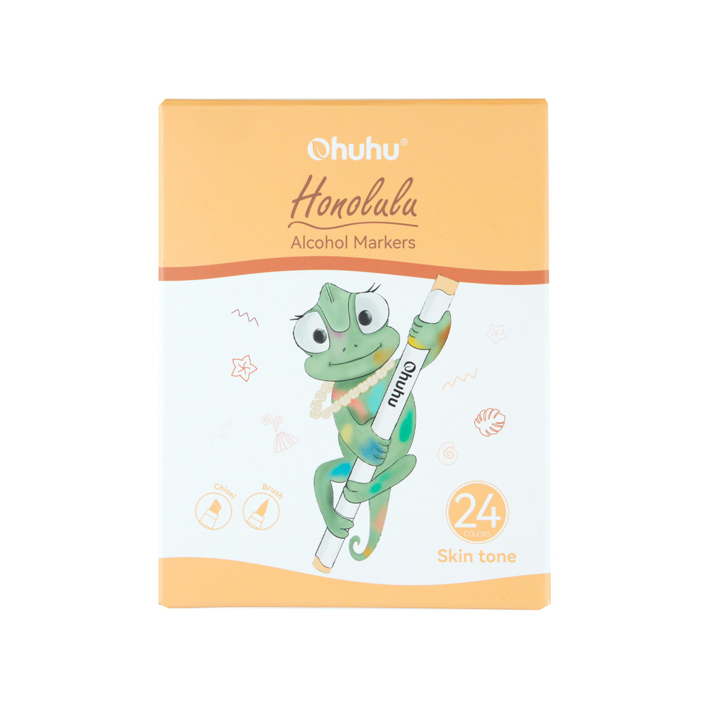Marcadores a Base de Alcohol OHUHU Honolulu – Tonos Piel, Set 24 Colores + Blender