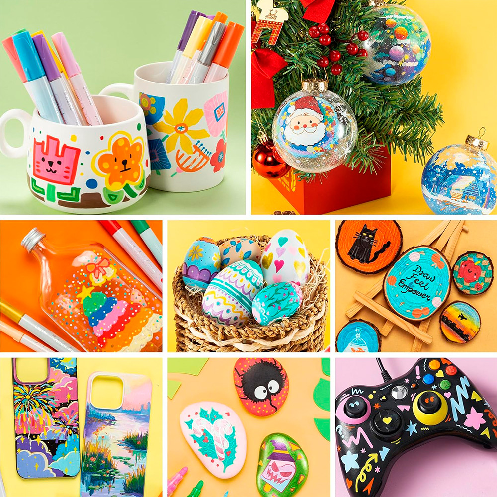 Marcadores Acrílicos OHUHU – Set 48 Marcadores / 24 Colores, Doble Punta