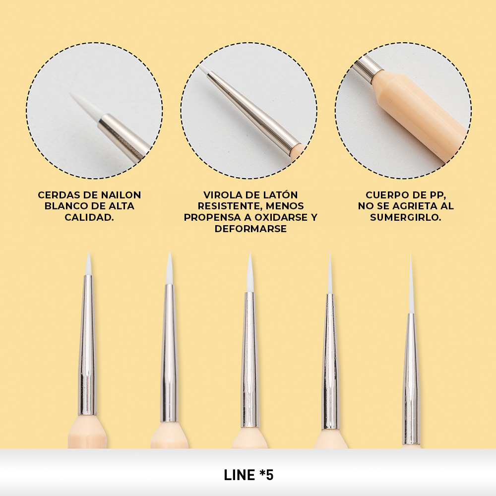 Pinceles Little Bird – Set 5 Unidades – Amarillo