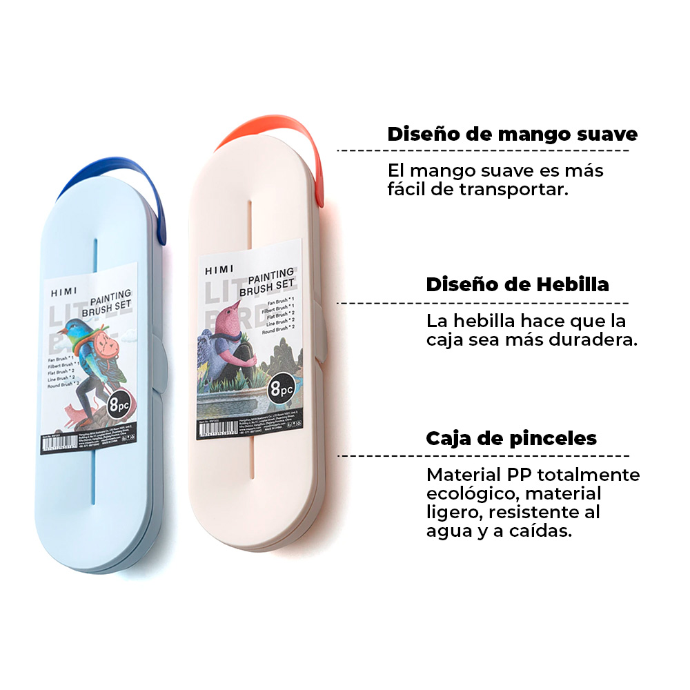 Pinceles Multiforma – Set 8 Unidades + Estuche – Rosa