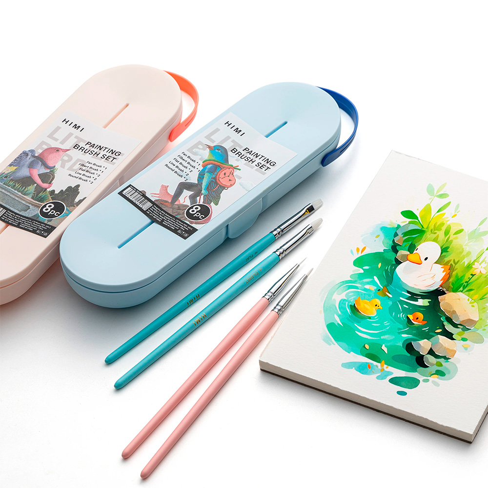 Pinceles Multiforma – Set 8 Unidades + Estuche – Rosa