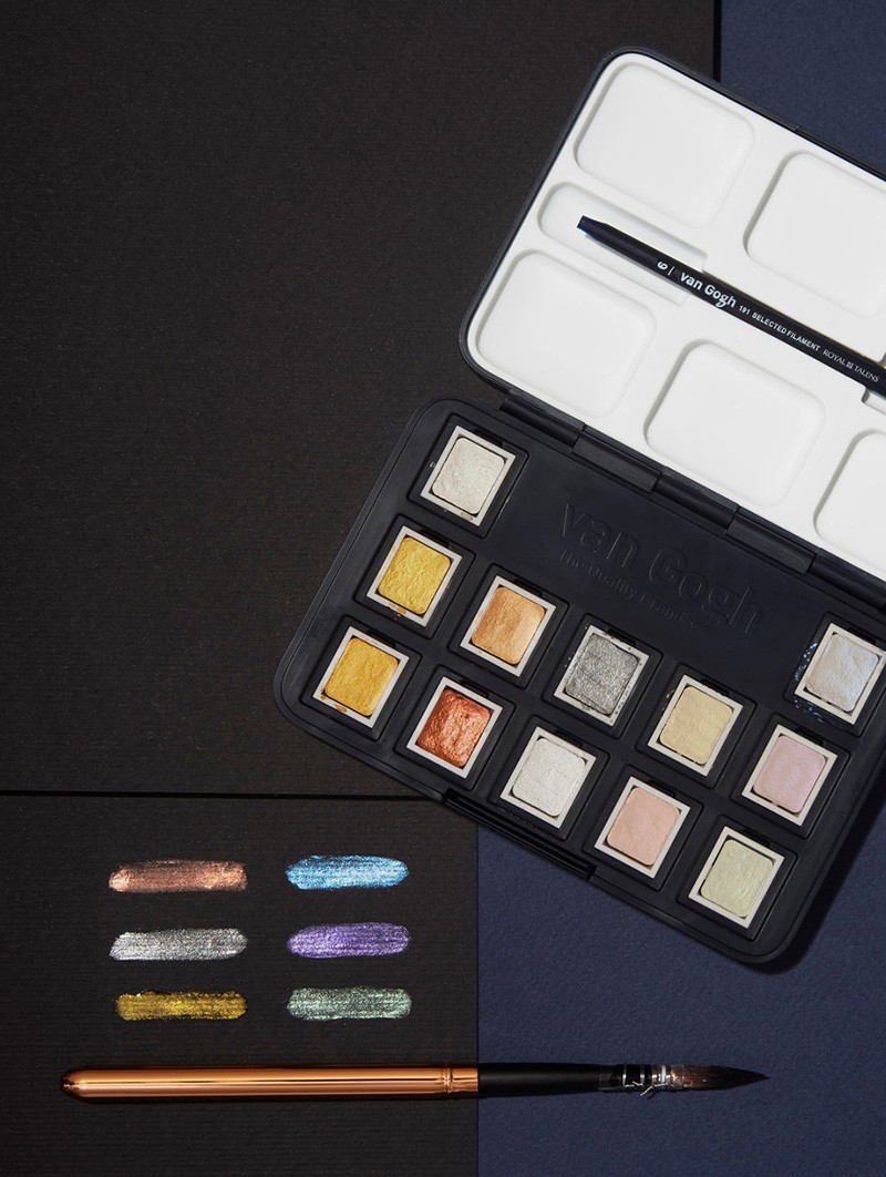 Acuarela Metálicos & Interferencia  – Set 12 Colores