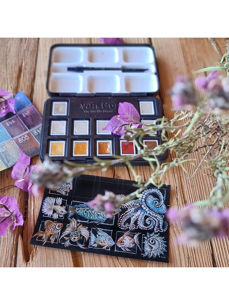 Acuarela Metálicos & Interferencia  – Set 12 Colores