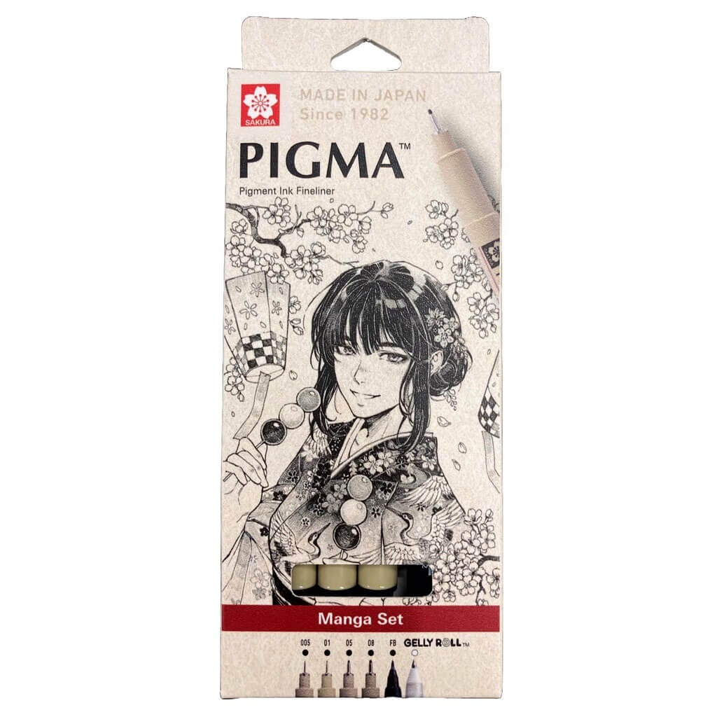 Manga Set – Set 6 Piezas (Tiralíneas + Brush + Gel Blanco)