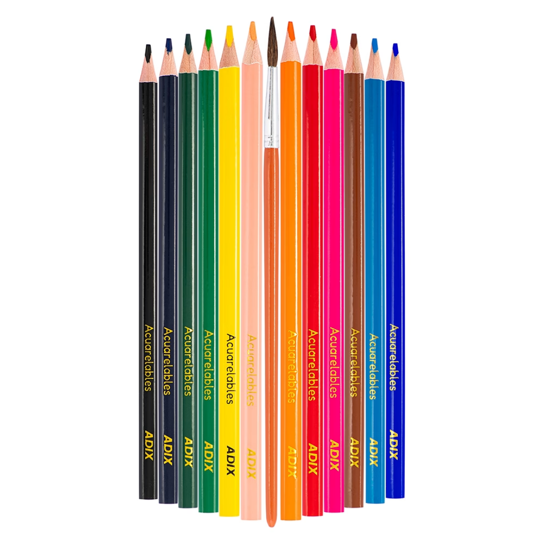 Lápices de Colores – Set 12 Colores + Pincel – Acuarelables 