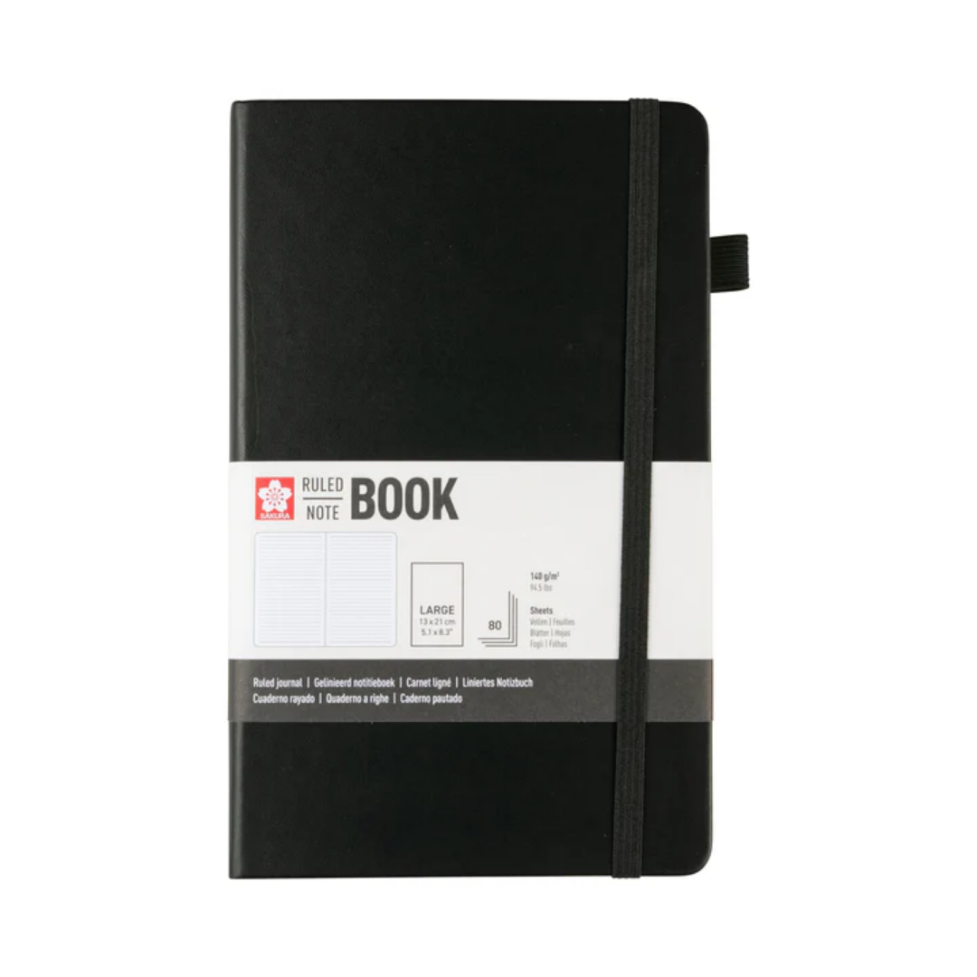 Libreta – Tamaño 13 × 21 cm – Hoja de líneas – Negro